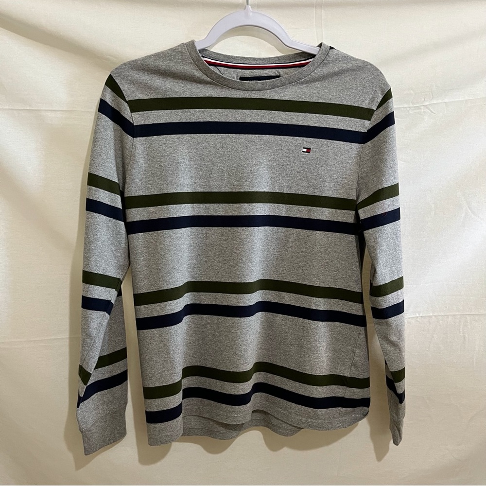 Tommy Hilfiger Silver Signature Crew Neck Pullover Gray Sweater Size Xtra Small